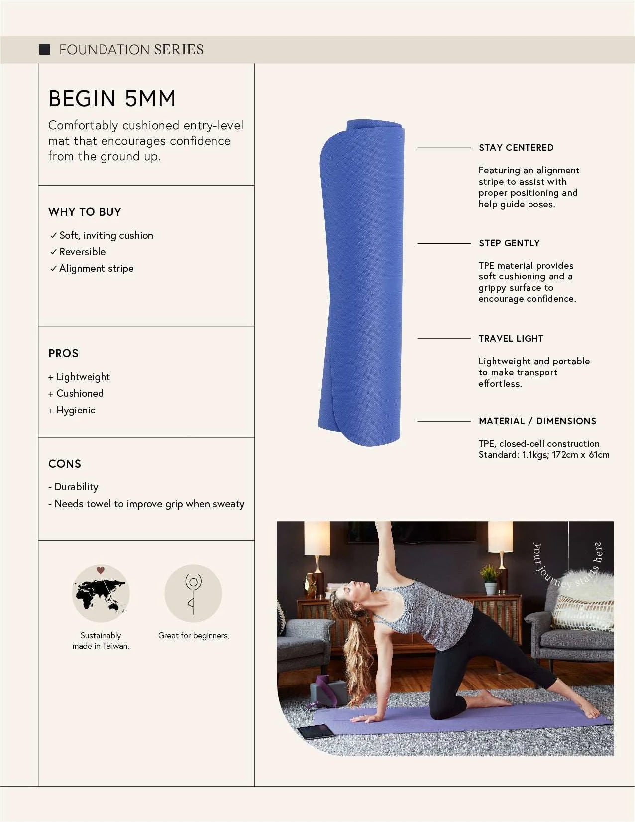 Jogos kilimėlis Manduka Begin Lavender